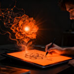 Diseñador usando ChatGPT Images 2.5 para convertir un boceto manual en una imagen de IA de alta precisión.