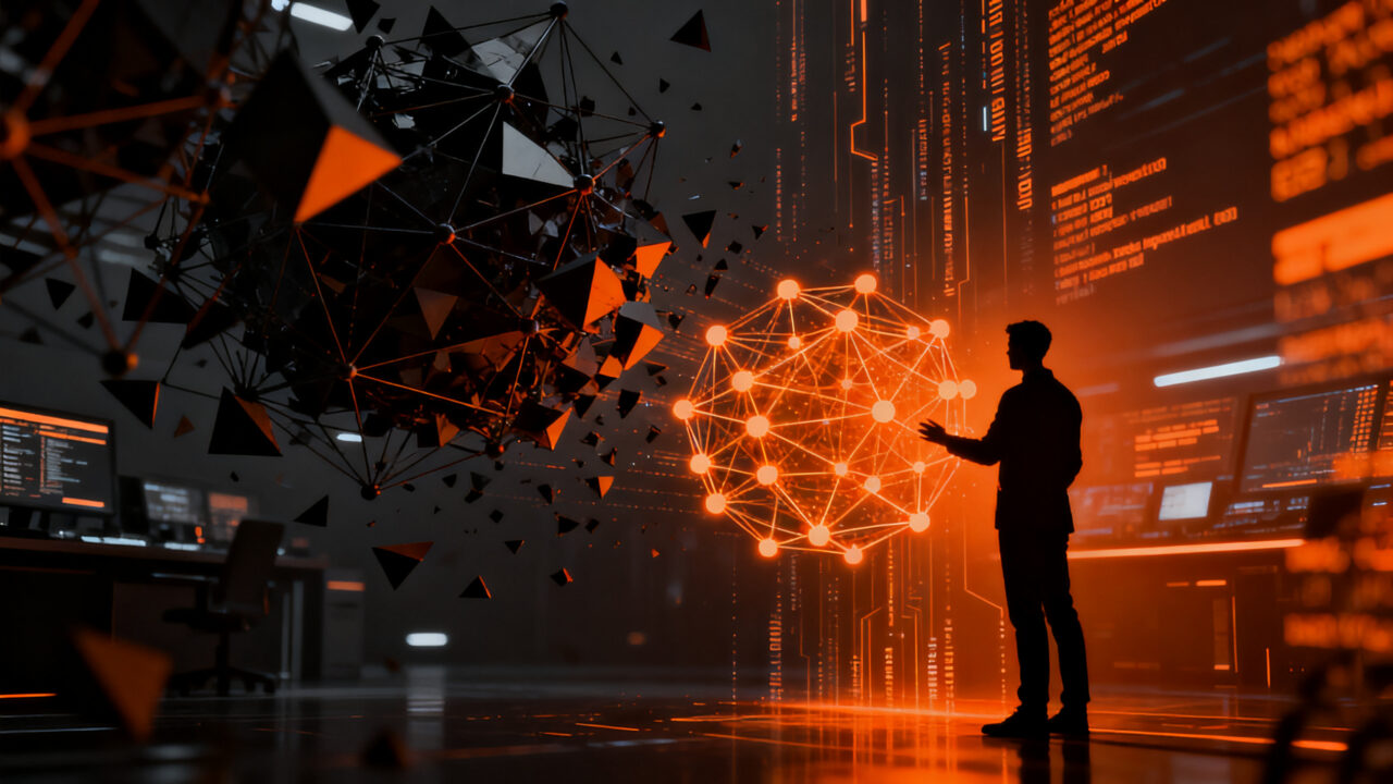 Representación visual de la ciberseguridad en pymes frente a la inteligencia artificial, mostrando resiliencia operativa ante amenazas digitales.