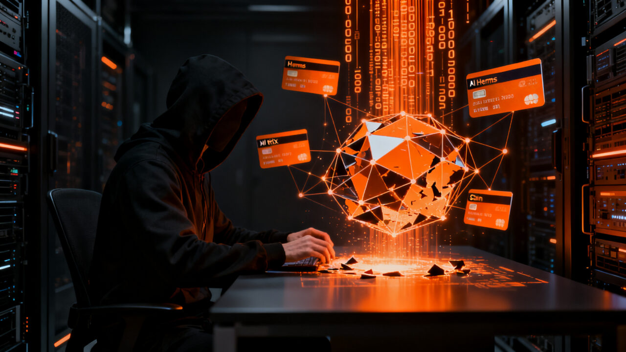 Ciberataque de agentes de IA contra datos financieros, simbolizando la vulnerabilidad de startups ante amenazas autónomas.
