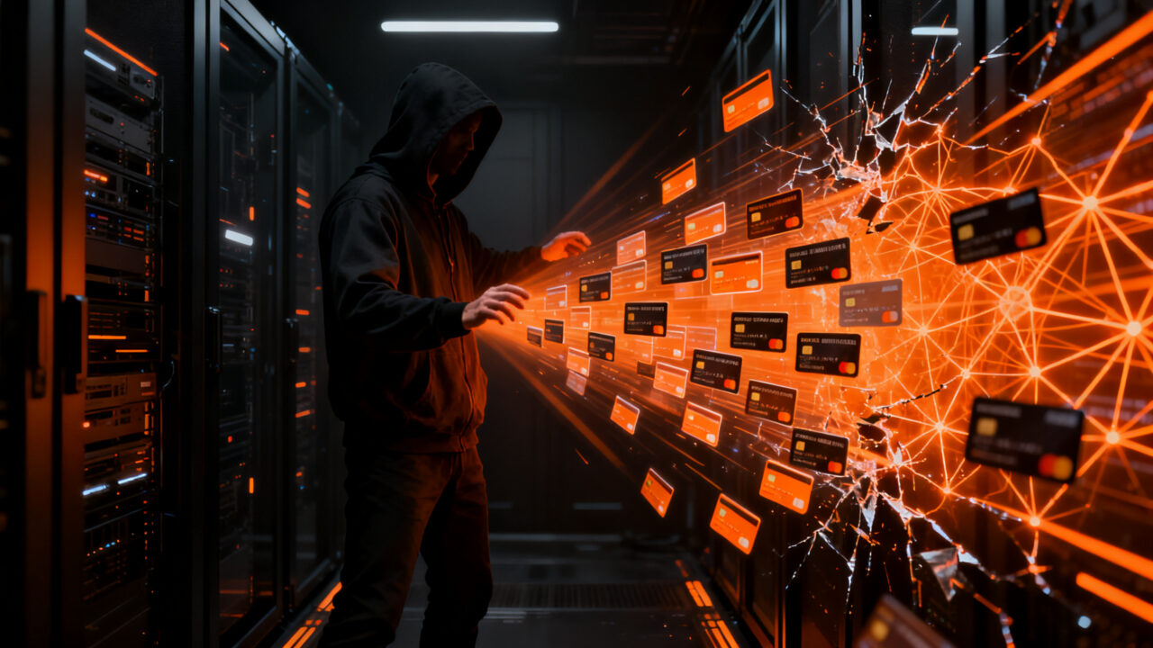 Agentes de IA utilizados en ataques de ciberseguridad contra startups, representando el robo masivo de datos y la vulnerabilidad digital.
