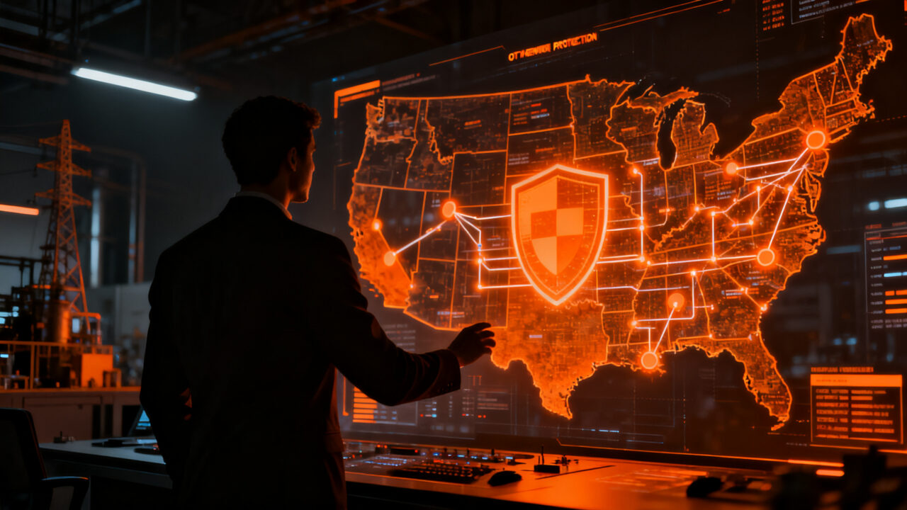 Ciberseguridad en infraestructura crítica y red eléctrica, representando el crecimiento del mercado de seguridad OT.