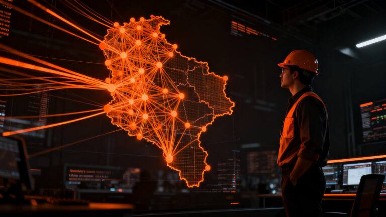 Mapa de conectividad 5G en Colombia representando la infraestructura de telecomunicaciones de Claro y el impacto en startups B2B.