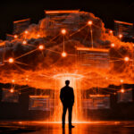Agente de inteligencia artificial coordinando flujos de trabajo paralelos en la nube, representando la orquestación multi-agente de Claude Code.