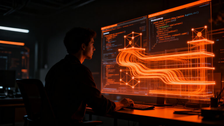 Desarrollador trabajando con Claude Fable 5.1, optimizando costos y rendimiento en agentes de codificación IA.