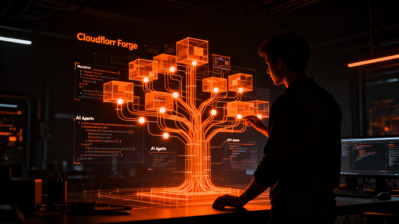 Desarrollador trabajando en el pipeline open source Cloudflare Forge para la automatización de SDKs y APIs.