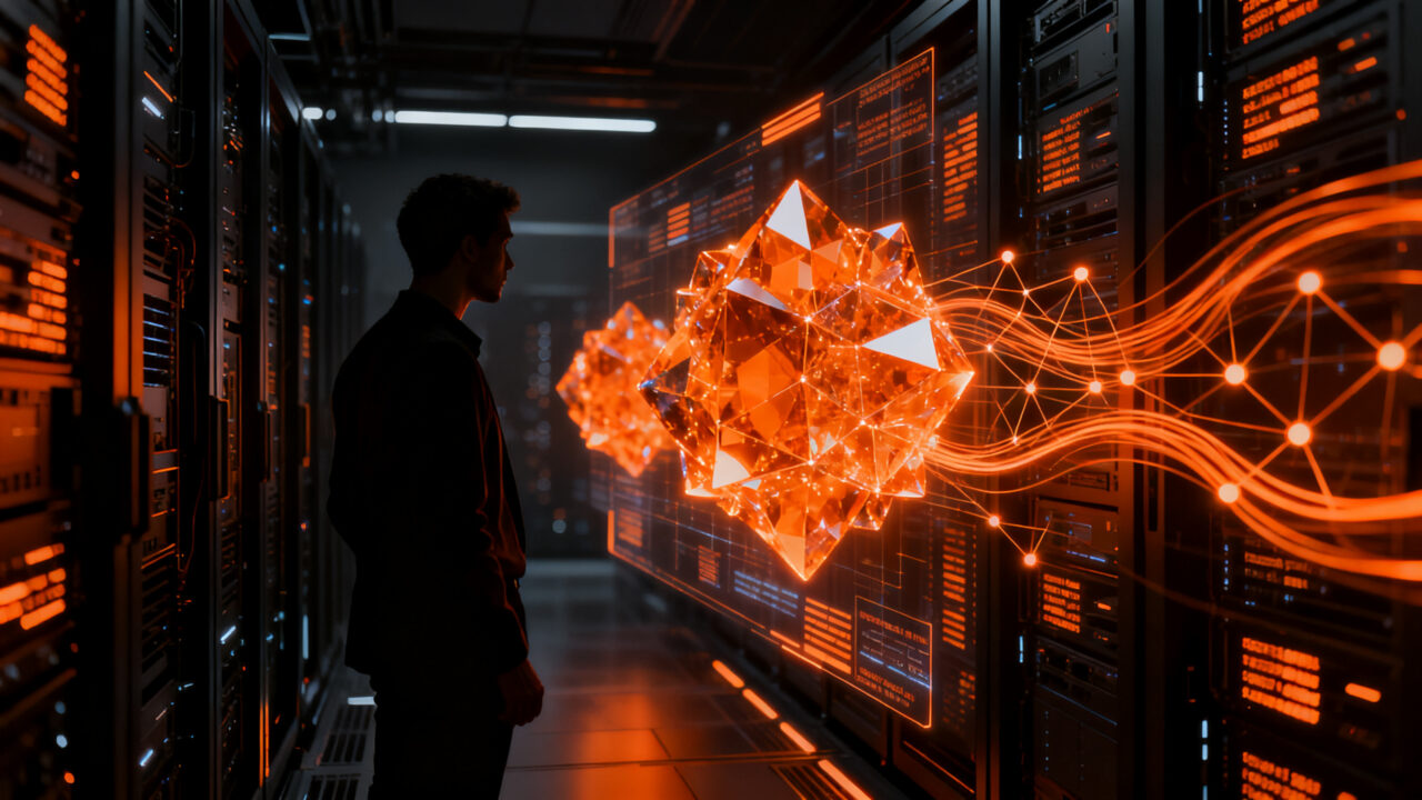 Ingeniero analizando arquitectura de seguridad post-cuántica y algoritmos de cifrado con inteligencia artificial.
