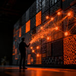 Investigador trabajando en compresión de texturas con Inteligencia Artificial y Evolution Strategies, optimizando materiales PBR.