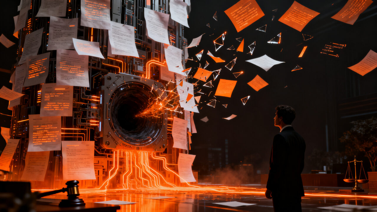 Conflicto legal entre NYT y Microsoft por el uso de datos en IA, representando los desafíos de copyright y el scraping de inteligencia artificial.