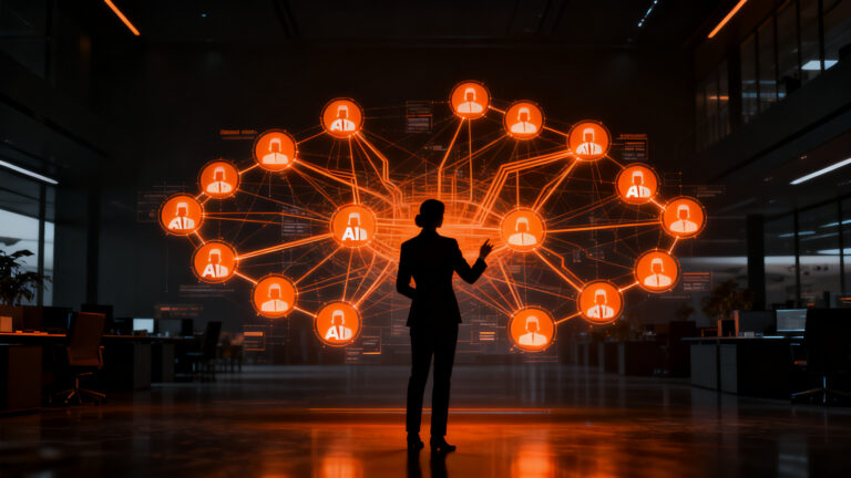 Agentes de inteligencia artificial automatizando la gestión de agencias de viajes, representando la eficiencia operativa en el sector turismo.