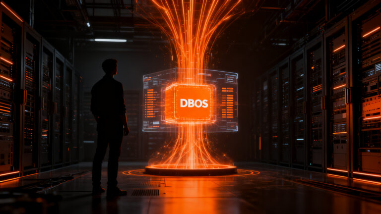 Ingeniero de software interactuando con una infraestructura de base de datos como sistema operativo para agentes de IA.
