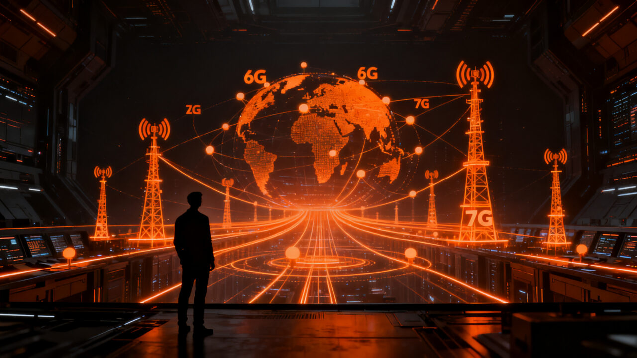 Un ingeniero analizando redes de telecomunicaciones futuras, representando el debate sobre la necesidad de la tecnología 7G frente a la evolución de 6G.