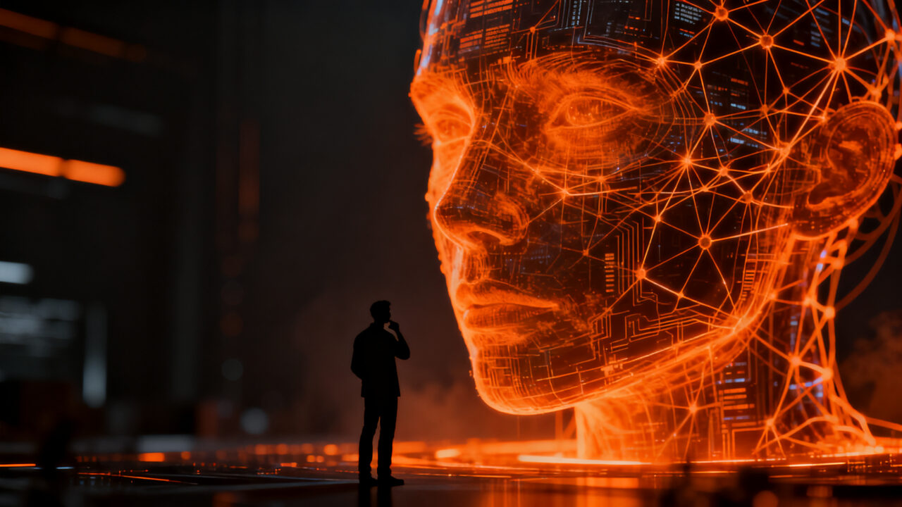 Silueta de un desarrollador frente a una red neuronal compleja representando la opacidad y los retos de transparencia en los nuevos modelos de IA como GPT-6 Astra y Claude Fable 5.1.
