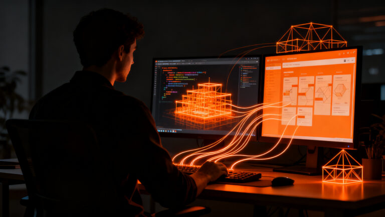 Programador utilizando IA para gestionar flujos de trabajo y evitar el burnout en el desarrollo de software.