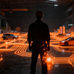 Visualización de la transición energética y eficiencia mediante electrificación, mostrando un futuro sostenible con vehículos eléctricos y edificios inteligentes.