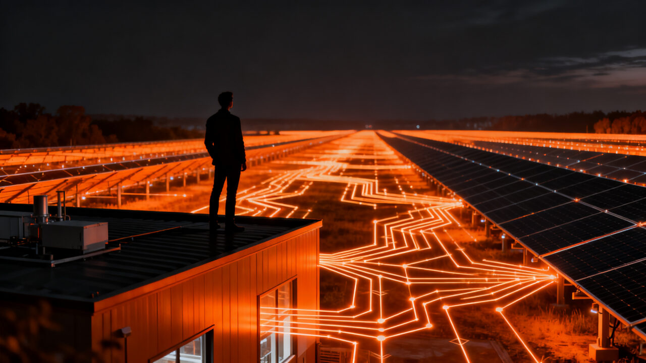 Startup optimizando costos operativos mediante energía solar y sostenibilidad, representando la tendencia de eficiencia energética en el mercado.