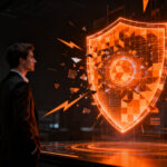 Estratega analizando ciberseguridad e IA para protección de riesgos en startups y empresas tecnológicas.