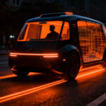 Robotaxi autónomo de Waymo circulando por una ciudad moderna, simbolizando la expansión de la movilidad autónoma en EE.UU.