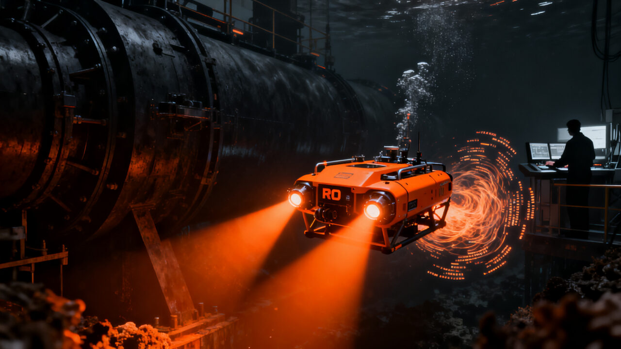 Robot submarino de la startup india EyeROV en una expedición de inspección, representando el avance de la tecnología deep tech en los BRICS.