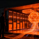 Infraestructura tecnológica de alto rendimiento en la Fórmula 1, representando el edge computing y la gestión masiva de datos en tiempo real.