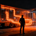 Centro de datos itinerante de la Fórmula 1 con tecnología Lenovo y refrigeración líquida para producción remota.