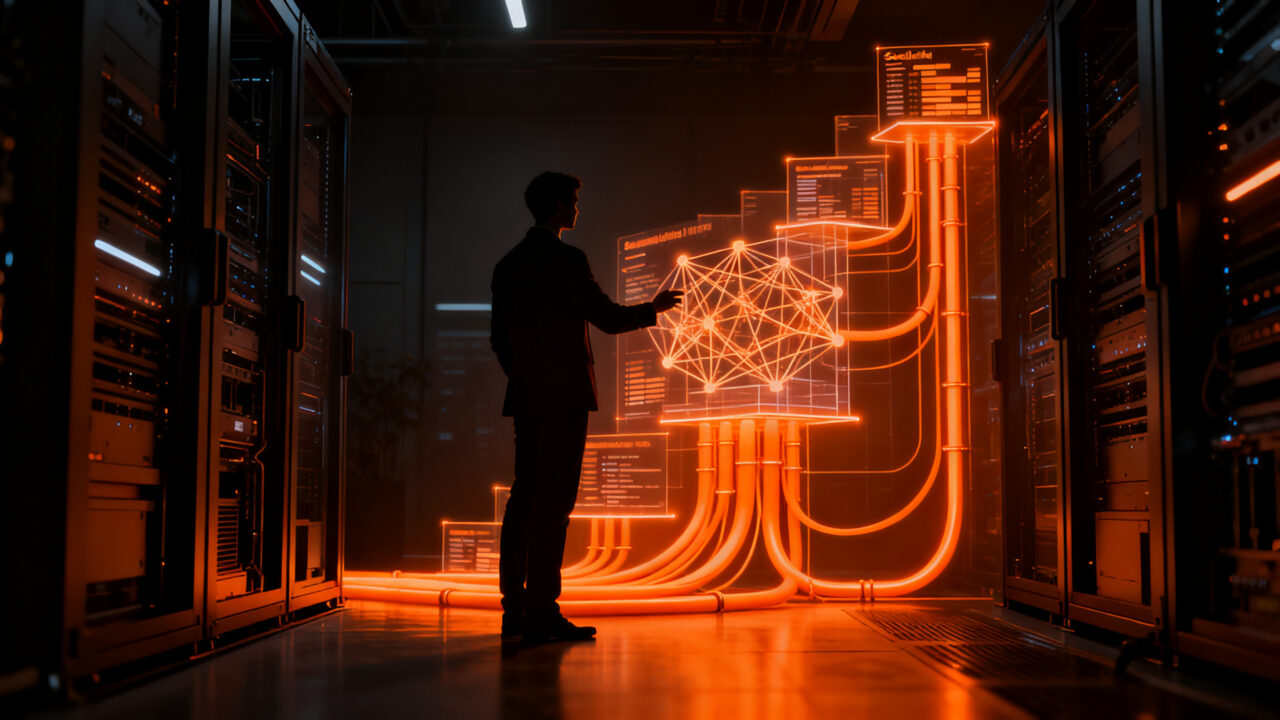 Ingeniero de campo implementando soluciones de Enterprise AI en un entorno corporativo, representando la estrategia de Forward-Deployed Engineering.