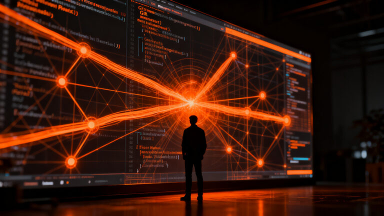 Desarrollador coordinando agentes de IA para evitar conflictos de código en Git con Foremerge.