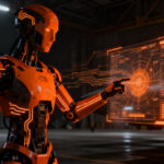 Robot humanoide avanzado de Foundation Robotics integrándose en operaciones de defensa militar e industria, representando la innovación en IA.