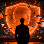 Representación visual de la ciberseguridad contra el fraude agéntico y deepfakes en el sector financiero, destacando la protección de la identidad digital.