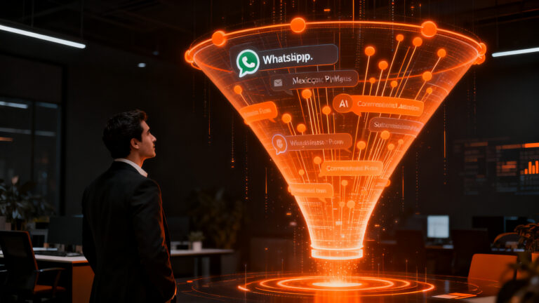 Plataforma de IA conversacional Funnelchat automatizando ventas por WhatsApp para PyMEs en México.