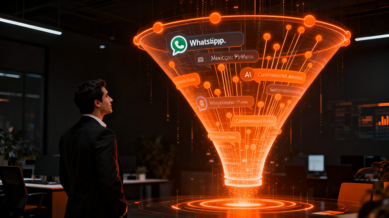 Plataforma de IA conversacional Funnelchat automatizando ventas por WhatsApp para PyMEs en México.