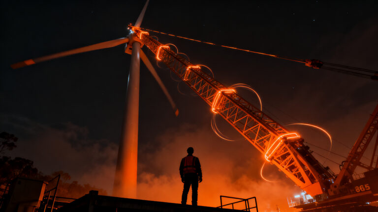 Aerogenerador de GICON de 365 metros, el más alto del mundo, representando la innovación en energía eólica y renovables.