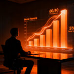 Inversor analizando el rendimiento de bonos del Tesoro y la estrategia de cartera 60/40 en el mercado financiero.