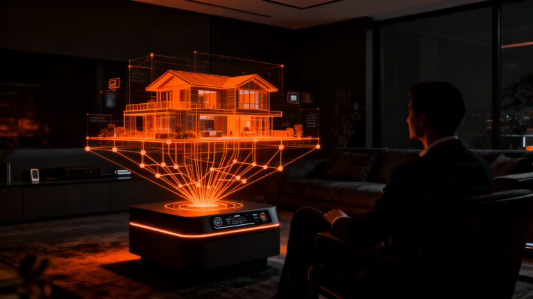 Agente de IA controlando un hogar inteligente mediante Google Home MCP y Model Context Protocol, representando la automatización avanzada del hogar.