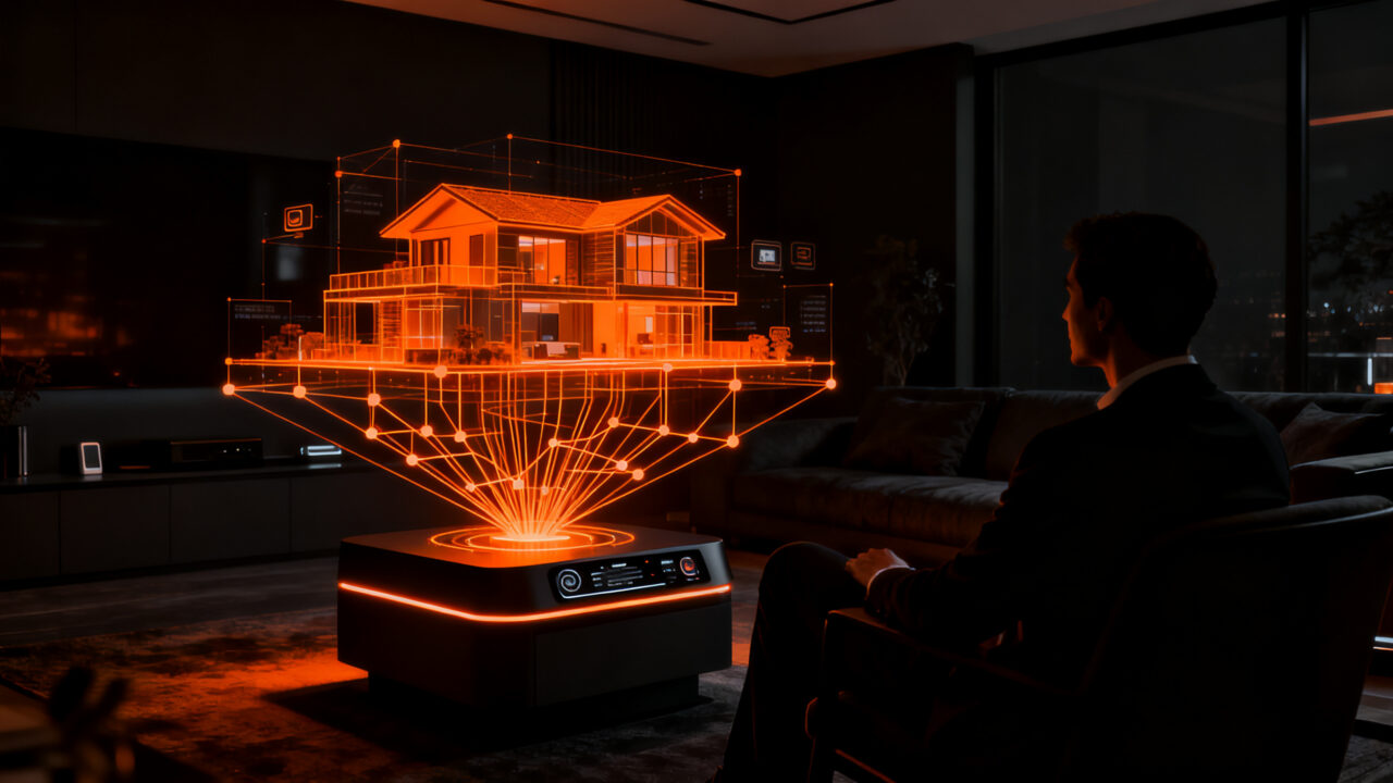 Agente de IA controlando un hogar inteligente mediante Google Home MCP y Model Context Protocol, representando la automatización avanzada del hogar.