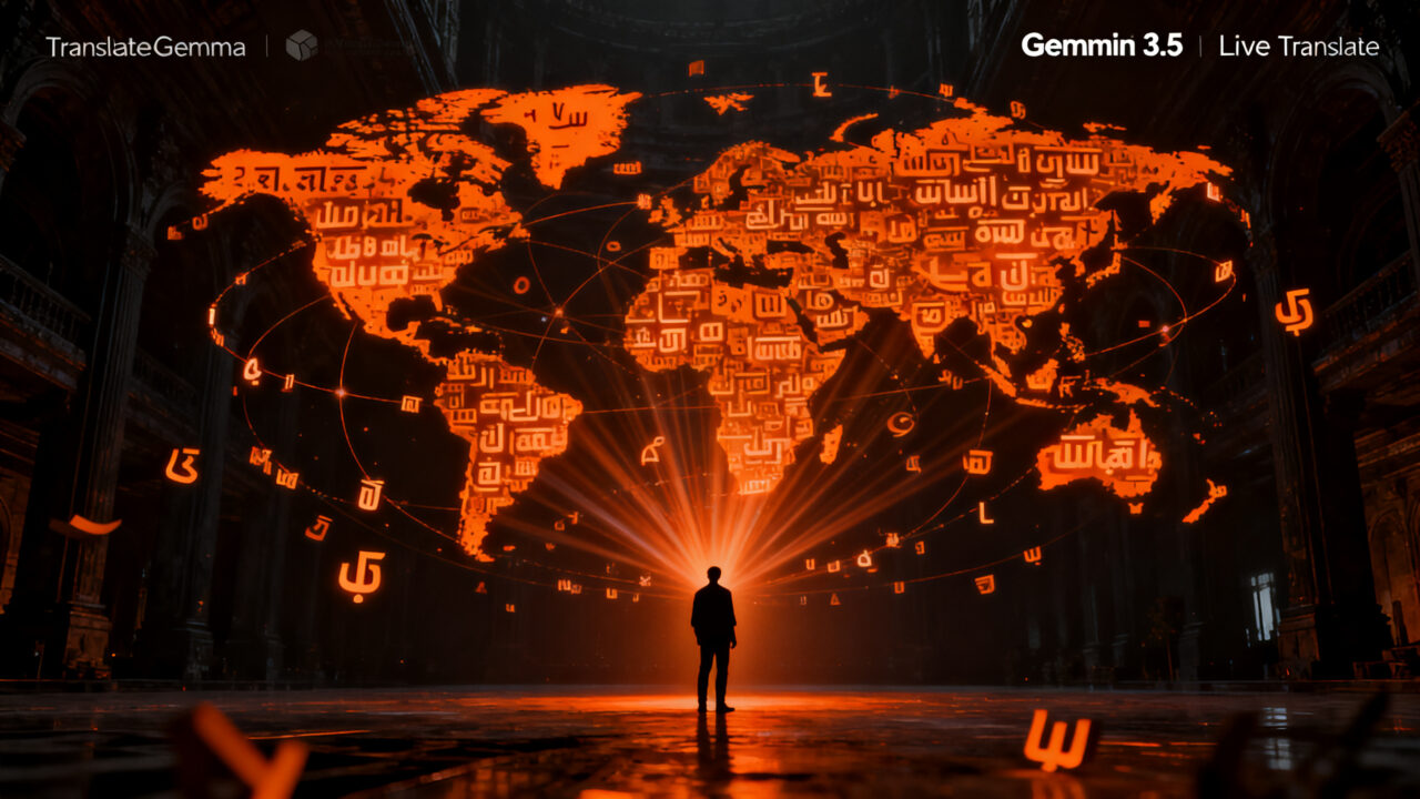 Representación visual de la expansión global de la inteligencia artificial de Google Gemini en múltiples idiomas.