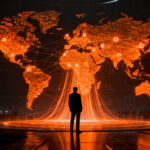 Representación conceptual de agentes de IA accediendo a la plataforma UN System Data Commons de Google y la ONU para análisis de datos globales.