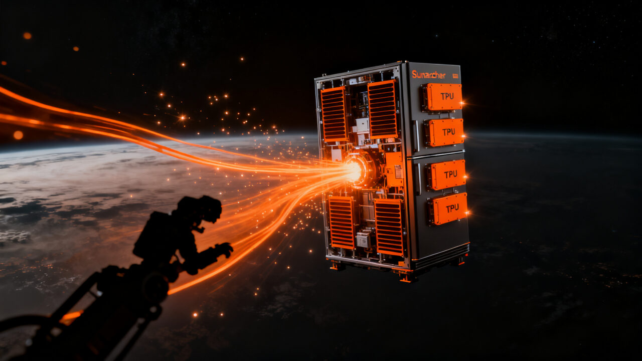 Satélite Suncatcher de Google en órbita terrestre, representando el futuro de los data centers con IA en el espacio.