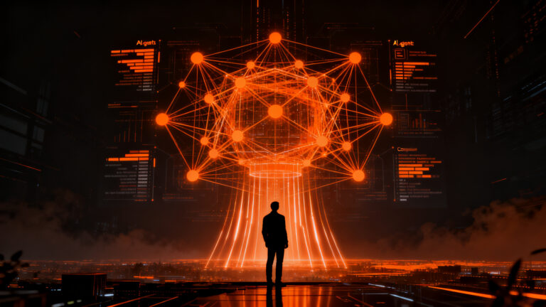 Silueta de profesional ante una interfaz de red neuronal GPT-6 Astra, simbolizando el avance de la inteligencia artificial y el computer use.