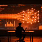 Programador trabajando con inteligencia artificial GPT-6 Astra en OpenRouter, representando agentes AI y escalabilidad tecnológica.