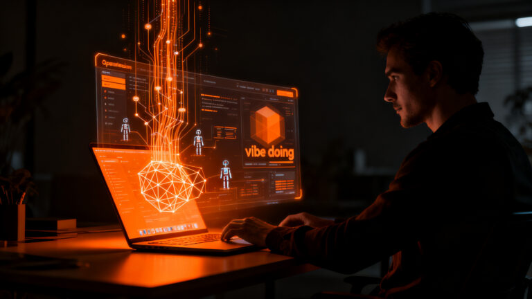 Agente IA controlando una computadora, representando la transición del vibe coding al vibe doing en el ecosistema startup.