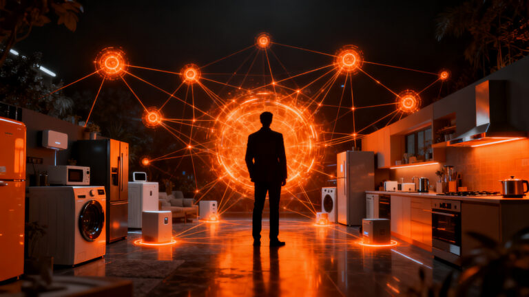 Ecosistema de hogar inteligente con IA en IFA 2026, representando la guerra tecnológica de dispositivos conectados.