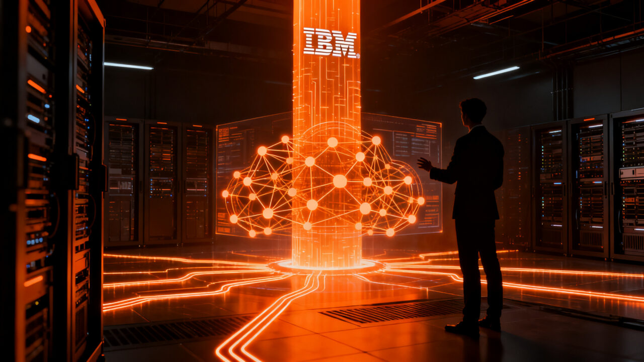 Identidad digital y verificación de agentes de IA en la nube, simbolizando la seguridad tecnológica de Hashgraph Group e IBM Cloud.