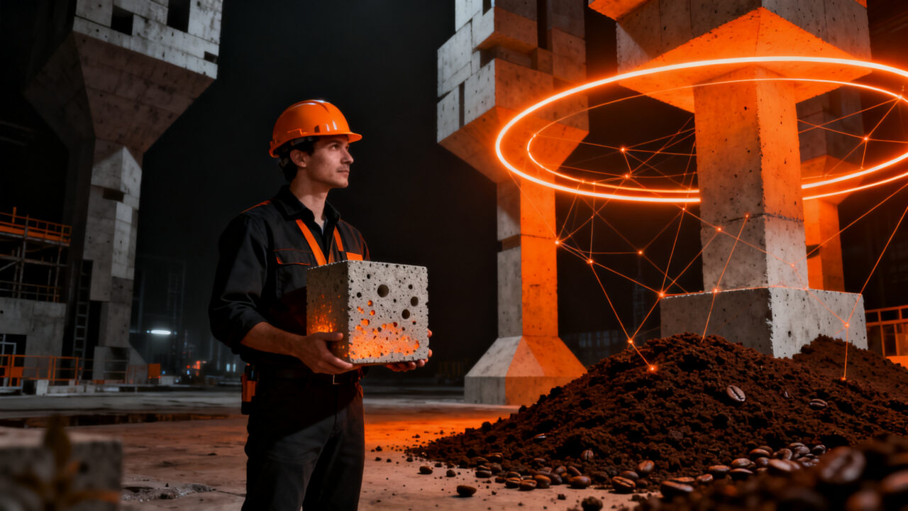 Innovación en construcción sostenible: uso de biochar de posos de café para hormigón más resistente según RMIT.