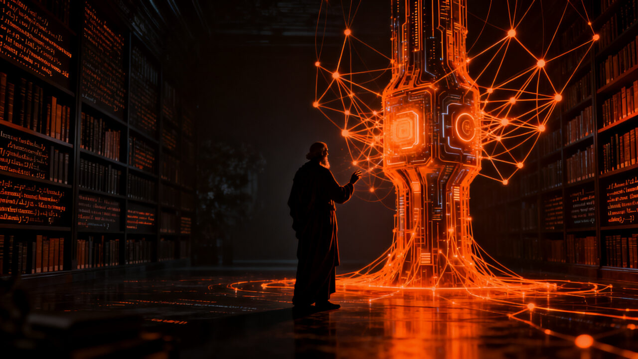 Humanistas trabajando con inteligencia artificial, simbolizando la integración del pensamiento crítico en el desarrollo tecnológico.