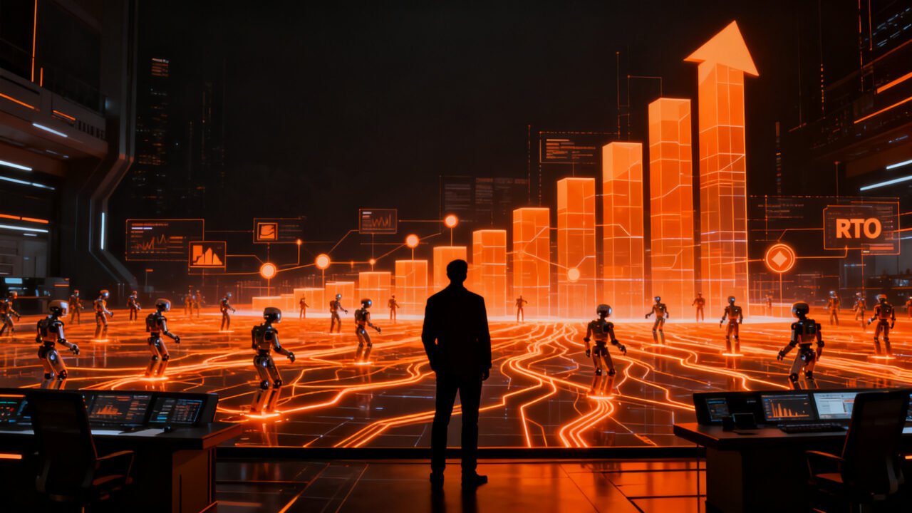 Estratega analizando el ROI de la IA agéntica y agentes autónomos para maximizar la eficiencia en startups en 2027.