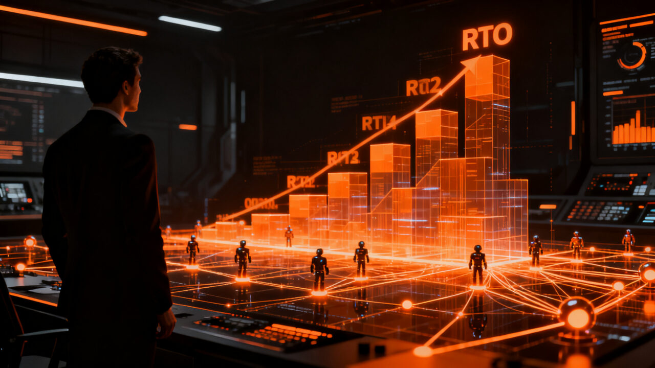 Líder empresarial analizando flujo de datos de IA confiable para maximizar el ROI en la transformación digital.