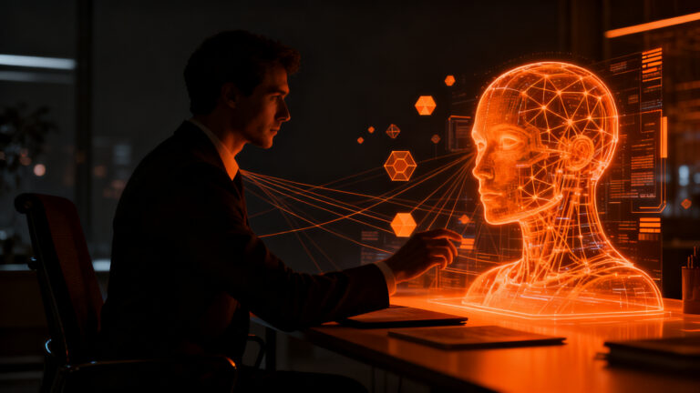 Persona con discapacidad utilizando herramientas de inteligencia artificial para mejorar su empleabilidad e inclusión laboral.