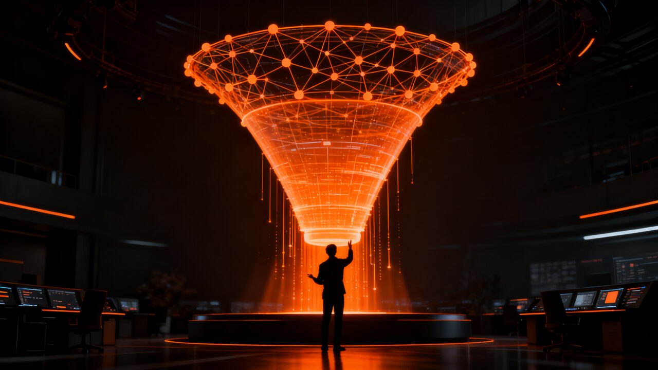 Estratega de marketing digital utilizando inteligencia artificial para optimizar un funnel de ventas en 2026.