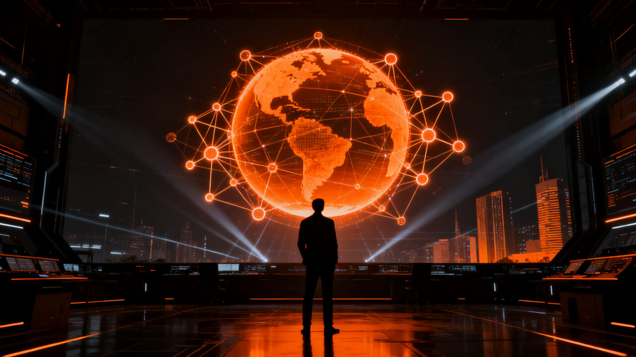 Impacto de la Inteligencia Artificial en la reducción de emisiones globales y sostenibilidad climática, mostrando una visión tecnológica futurista.