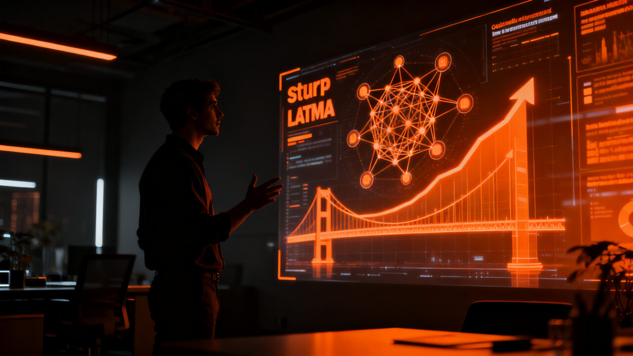 Emprendedor en Latinoamérica analizando datos de IA para optimizar la captación de fondos y financiamiento de su startup.